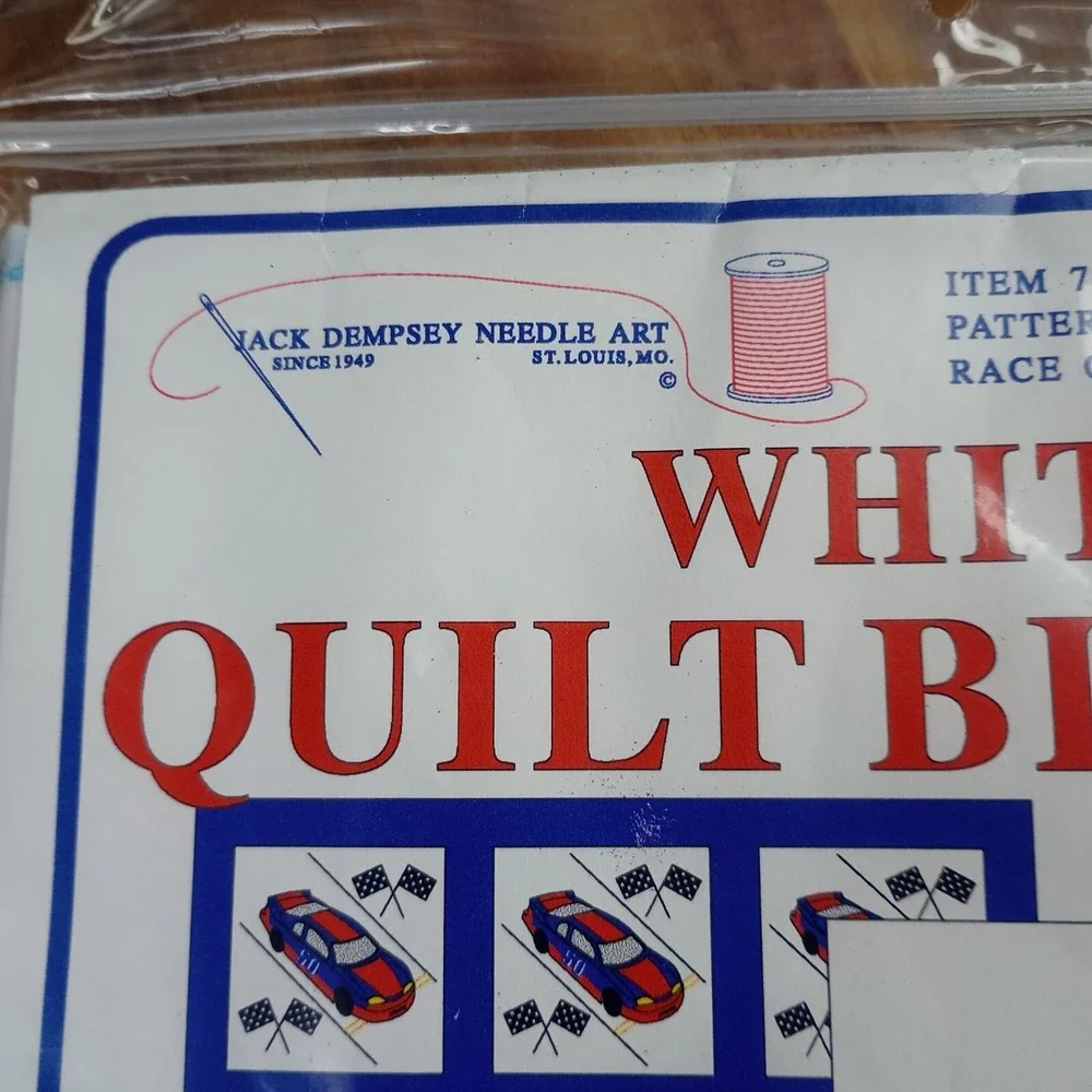 Jack Dempsey Needle Art Item 732 Race Car #277 Nursery‎ Quilt Blocks with Thread